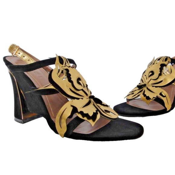 MARNI Designer Sandals, black/gold, IT-39 US-9, new, for evening wedding - Picture 3 of 6